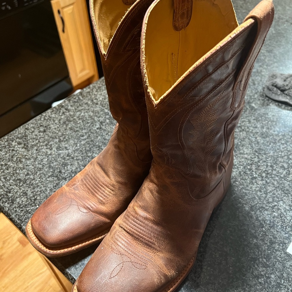 Men’s brown leather tecova cowboy boots size 12